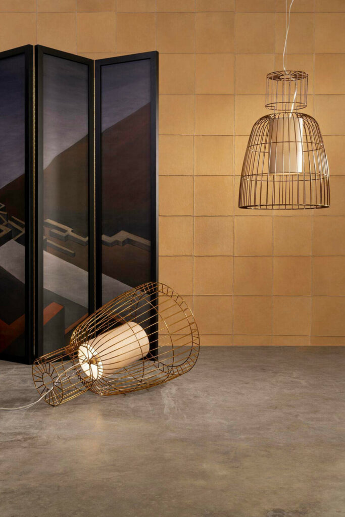 Arte Les cuirs Aspect behang in kleur Honey (33542) - Interieur impressie