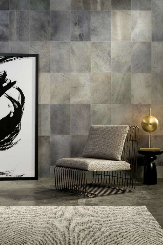 Arte Les cuirs Rectangle behang in kleur Ash (33501) - Interieur impressie