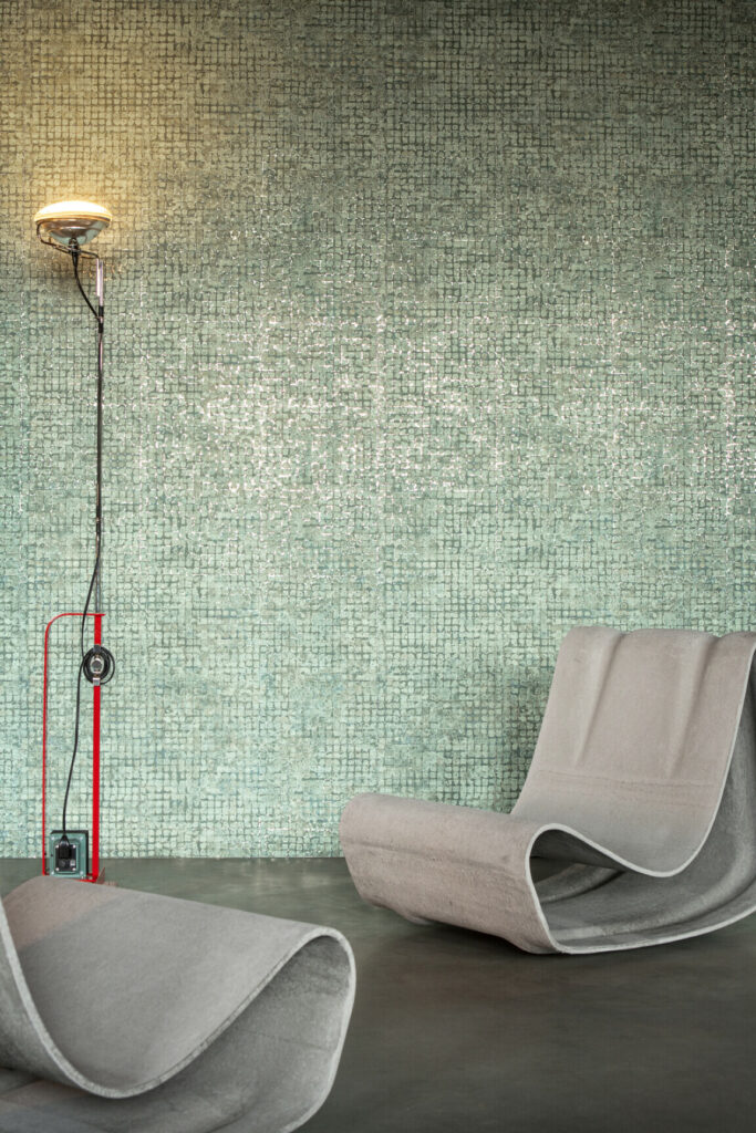 Arte Les thermes Mosaico behang in kleur Teal (70511) - Interieur impressie