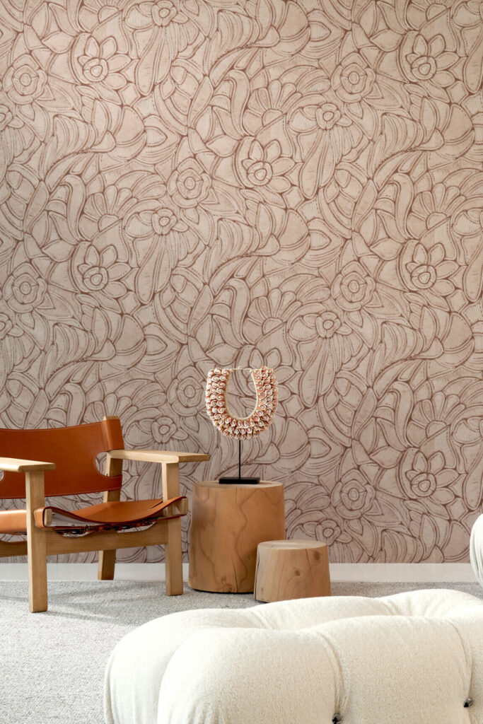Arte Manila Flore behang in kleur Terracotta (64542) - Interieur impressie