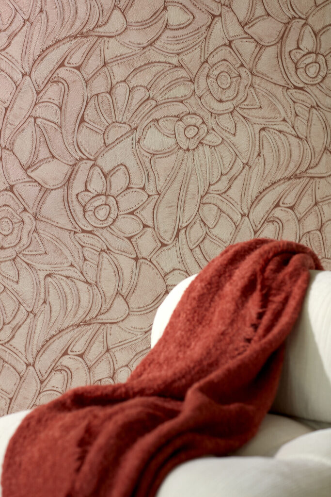 Arte Manila Flore behang in kleur Terracotta (64542) - Interieur impressie