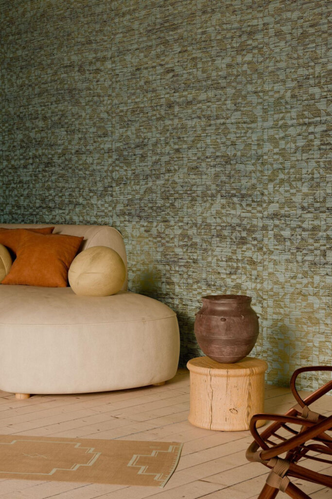 Arte Marquesa Cyperus behang in kleur Blue Silver (31733) - Interieur impressie