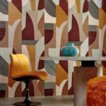 Arte Marqueterie Puzzle behang in kleur Orange Ruby (72770) - Interieur impressie