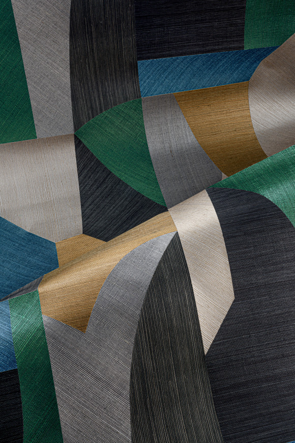 Arte Marqueterie Puzzle behang in kleur Blue Emerald (72771) - Product close-up