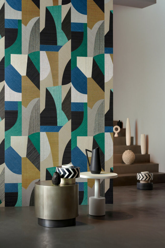 Arte Marqueterie Puzzle behang in kleur Blue Emerald (72771) - Interieur impressie