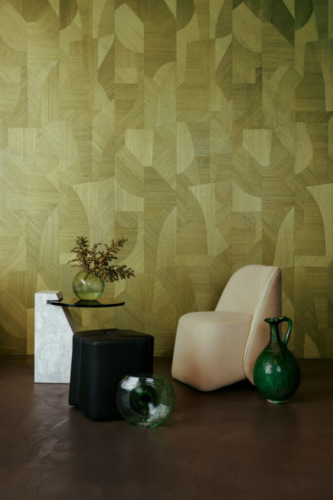 Arte Marqueterie Puzzle behang in kleur Moss (72782) - Interieur impressie