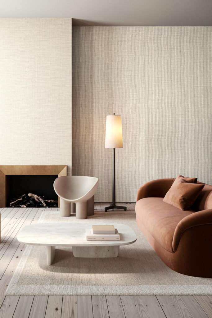 Arte Merino Lana behang in kleur Tan (63502) - Interieur impressie