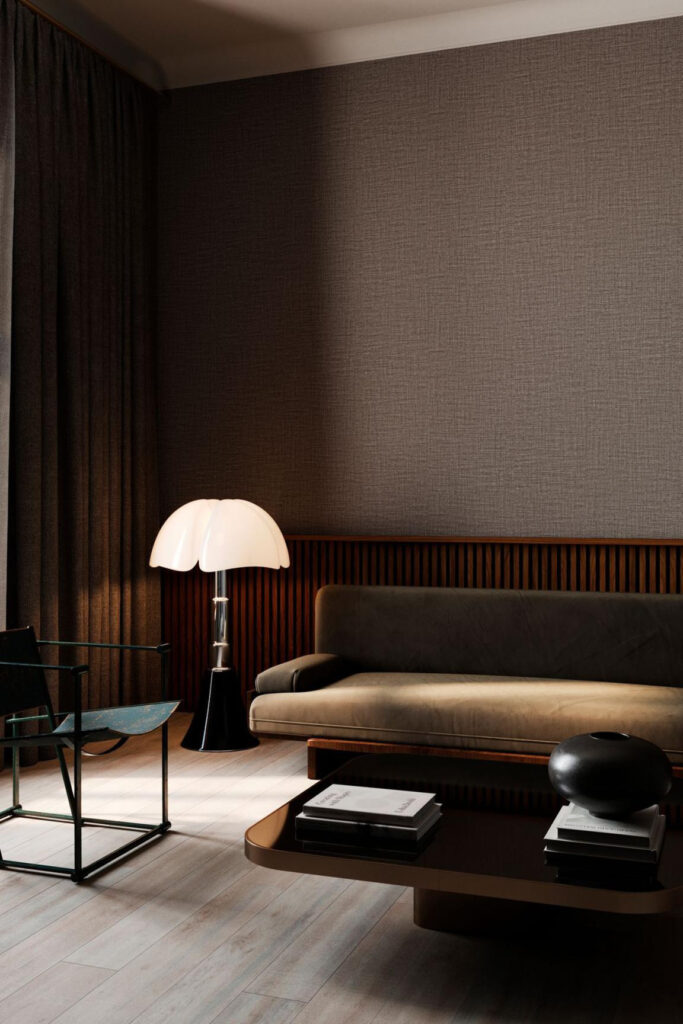 Arte Merino Lana behang in kleur Espresso (63508) - Interieur impressie