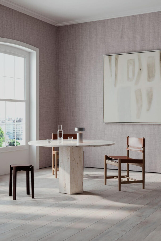 Arte Merino Lana behang in kleur Lavender (63512) - Interieur impressie