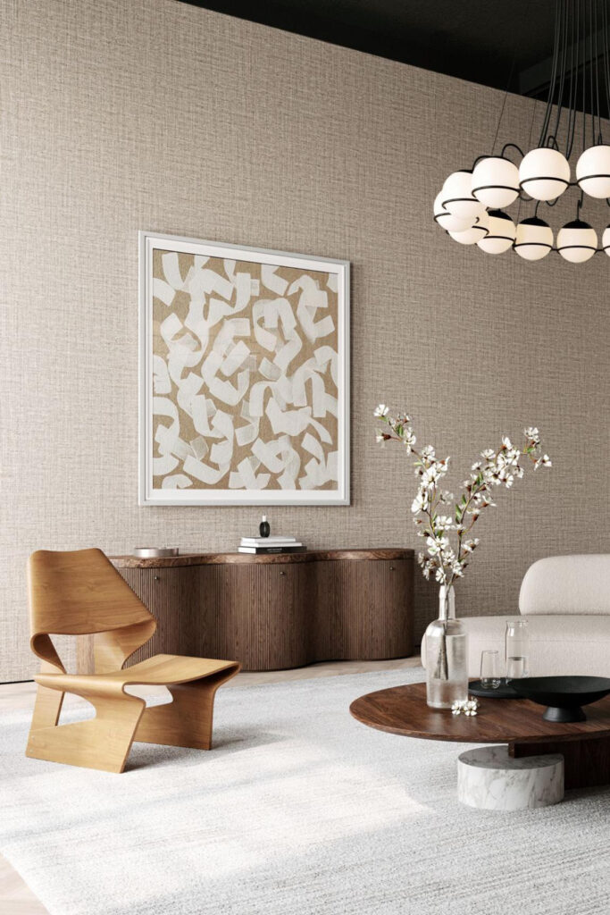 Arte Merino Ovillo behang in kleur Umber (63545) - Interieur impressie