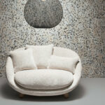 Moooi wallcovering extinct animals Armoured boar behang in kleur Black & White (MO2111) - Interieur impressie