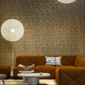 Moooi wallcovering extinct animals Umbrella squid behang in kleur Gold (MO2062) - Interieur impressie