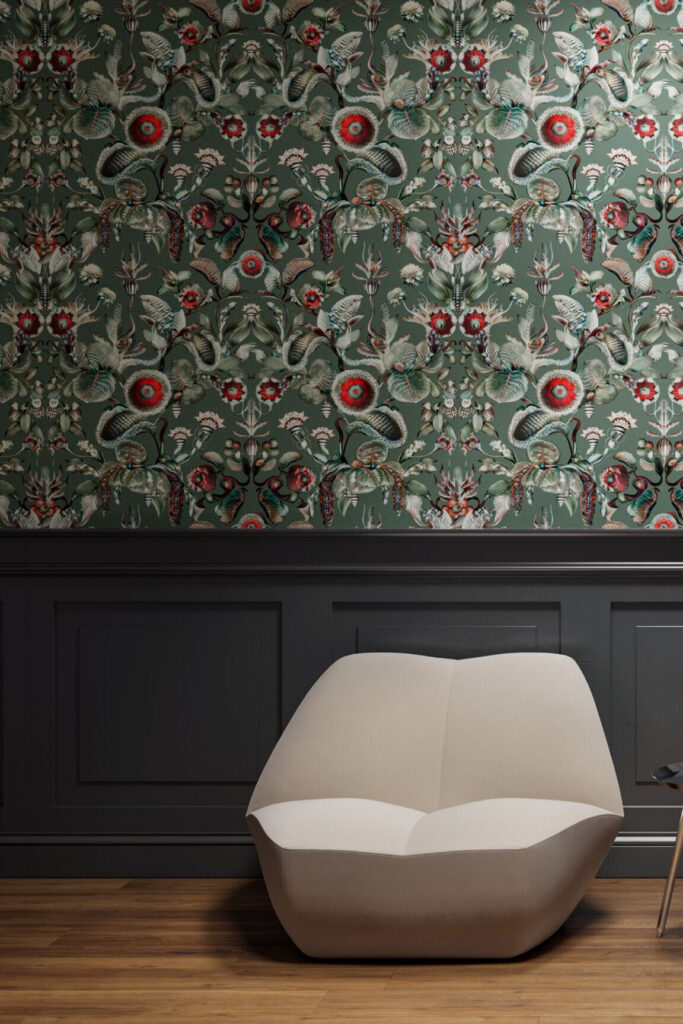 Moooi wallcovering green house Coccinella bella behang in kleur Sage Green (MO5001) - Interieur impressie