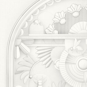 Moooi wallcovering green house Greenhouse gathering arch behang in kleur Architectural White (MO5055) - Product close-up