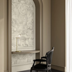 Moooi wallcovering green house Greenhouse gathering arch behang in kleur Architectural White (MO5055) - Interieur impressie