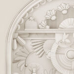 Moooi wallcovering green house Greenhouse gathering arch behang in kleur Oyster White (MO5056) - Product close-up