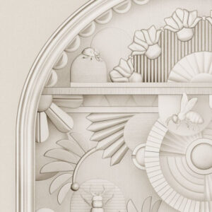 Moooi wallcovering green house Greenhouse gathering arch behang in kleur Oyster White (MO5056) - Product close-up