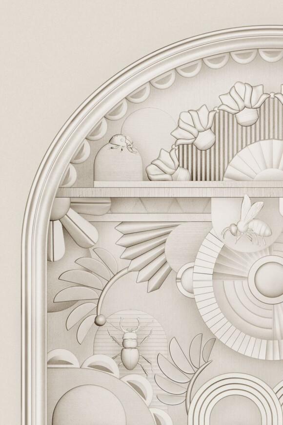 Moooi wallcovering green house Greenhouse gathering arch behang in kleur Oyster White (MO5056) - Product close-up