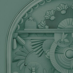 Moooi wallcovering green house Greenhouse gathering arch behang in kleur Forest Green (MO5057) - Product close-up