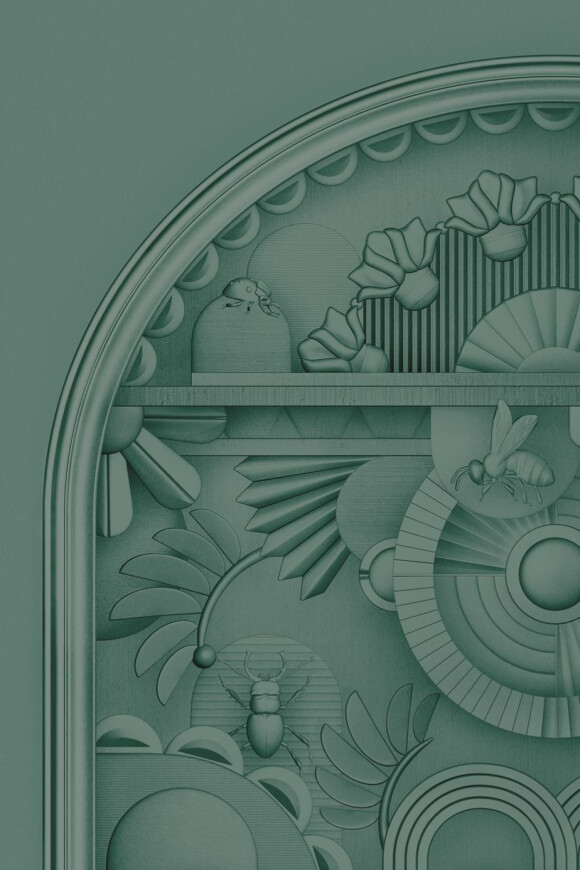 Moooi wallcovering green house Greenhouse gathering arch behang in kleur Forest Green (MO5057) - Product close-up