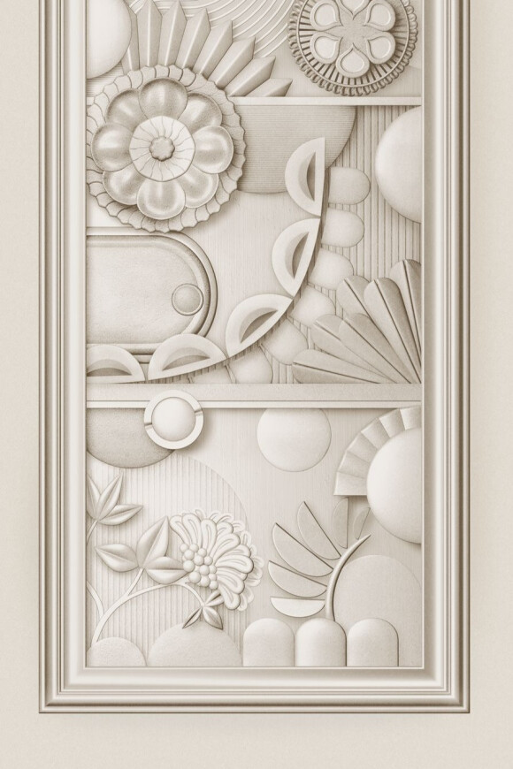 Moooi wallcovering green house Greenhouse gathering window behang in kleur Oyster White (MO5051) - Product close-up