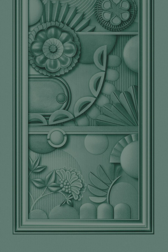 Moooi wallcovering green house Greenhouse gathering window behang in kleur Forest Green (MO5052) - Product close-up