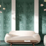 Moooi wallcovering green house Greenhouse gathering window behang in kleur Forest Green (MO5052) - Interieur impressie