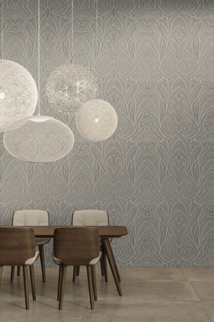 Moooi wallcovering green house Lacy longlegs behang in kleur Stone (MO5032) - Interieur impressie