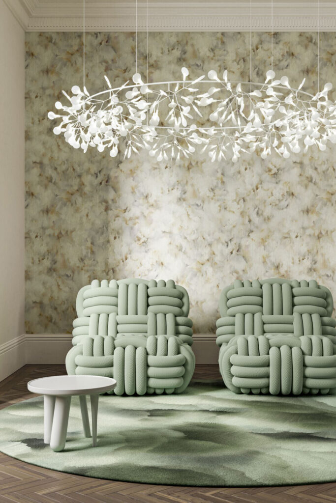Moooi wallcovering green house Silk bombis behang in kleur Silk Moss (MO5012) - Interieur impressie