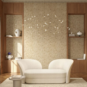 Moooi wallcovering green house Woodblock beetle fern behang in kleur Birch (MO5020) - Interieur impressie