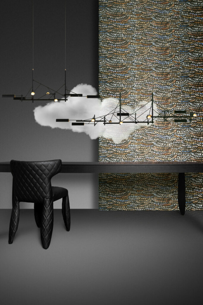 Moooi wallcovering memento moooi Dandelion cranes behang in kleur Prisma (MO4021) - Interieur impressie