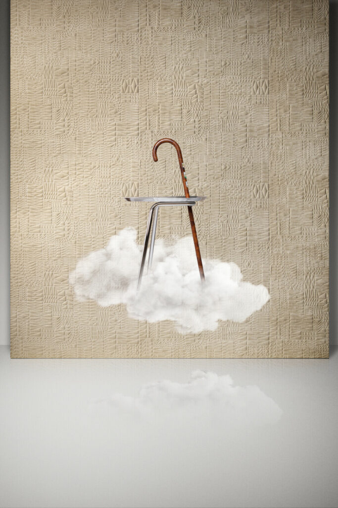 Moooi wallcovering memento moooi Pogo goat behang in kleur Sand (MO4051) - Interieur impressie