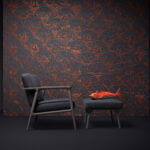 Moooi wallcovering tokyo blue Indigo macaque behang in kleur Copper (MO3000) - Interieur impressie