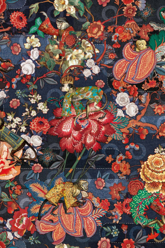 Moooi wallcovering tokyo blue Rendezvous tokyo blue behang in kleur Indigo (MO3010) - Product close-up