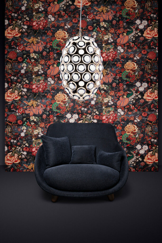 Moooi wallcovering tokyo blue Rendezvous tokyo blue behang in kleur Indigo (MO3010) - Interieur impressie