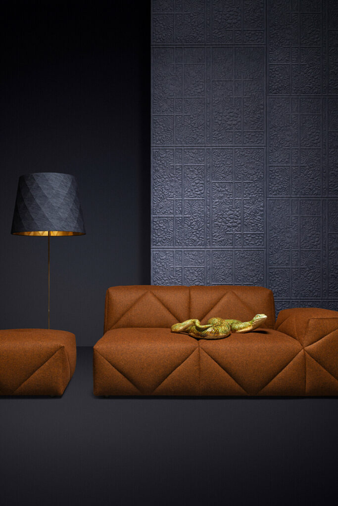 Moooi wallcovering tokyo blue Shoji blossom behang in kleur Denim (MO3030) - Interieur impressie