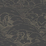 Moooi wallcovering tokyo blue Indigo macaque behang in kleur Ivory (MO3001) - Product close-up