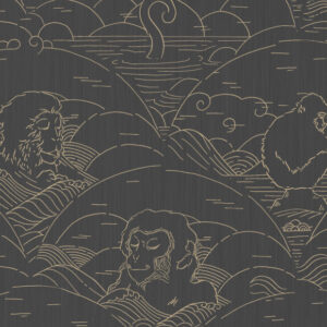 Moooi wallcovering tokyo blue Indigo macaque behang in kleur Ivory (MO3001) - Product close-up