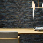 Moooi wallcovering tokyo blue Tie tami behang in kleur Sunset (MO3020) - Interieur impressie