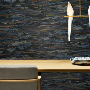 Moooi wallcovering tokyo blue Tie tami behang in kleur Sunset (MO3020) - Interieur impressie