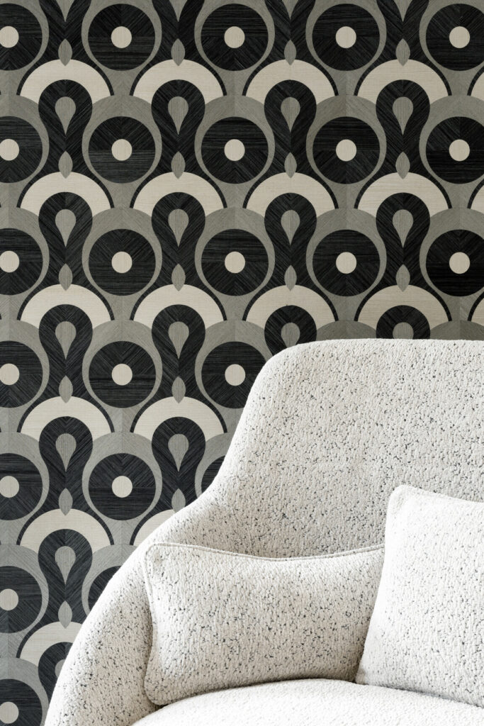 Moooi wallcovering memento moooi Queen cobra behang in kleur Smoke (MO4010) - Interieur impressie