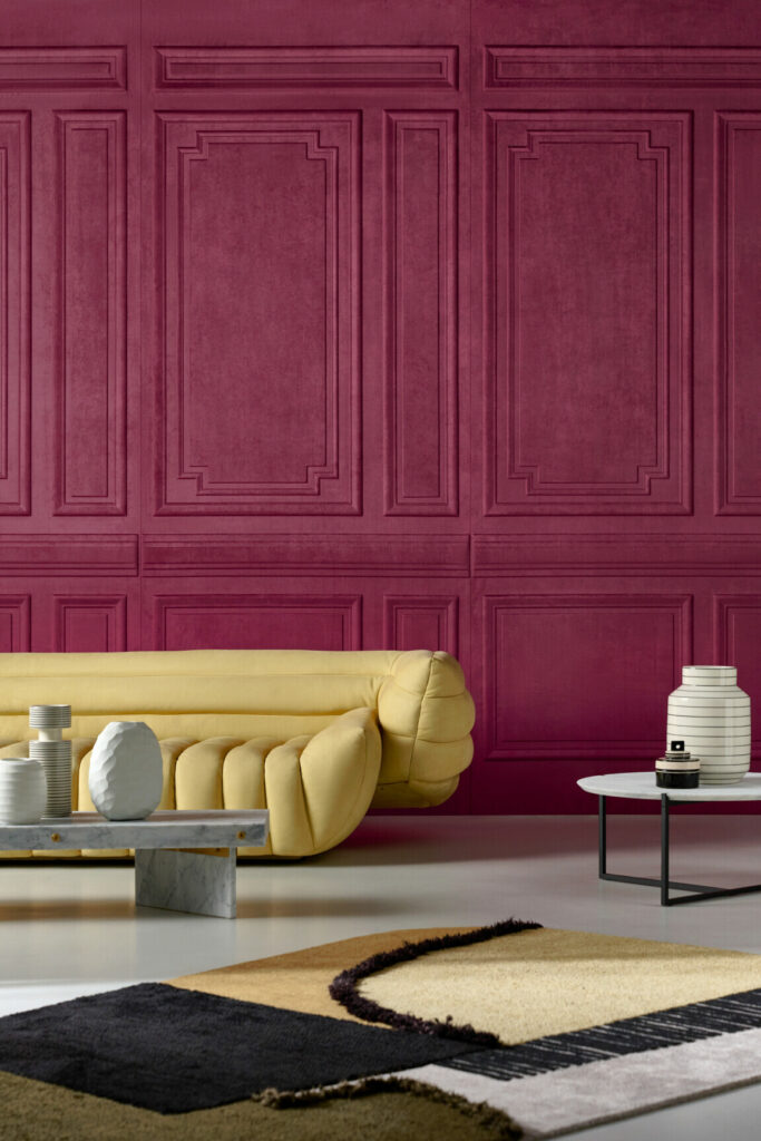 Arte Objet Grandeur behang in kleur Damson (44000) - Interieur impressie
