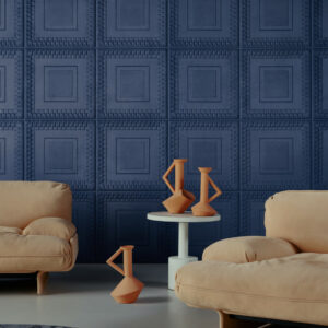 Arte Objet Pantheon behang in kleur Navy (44030) - Interieur impressie
