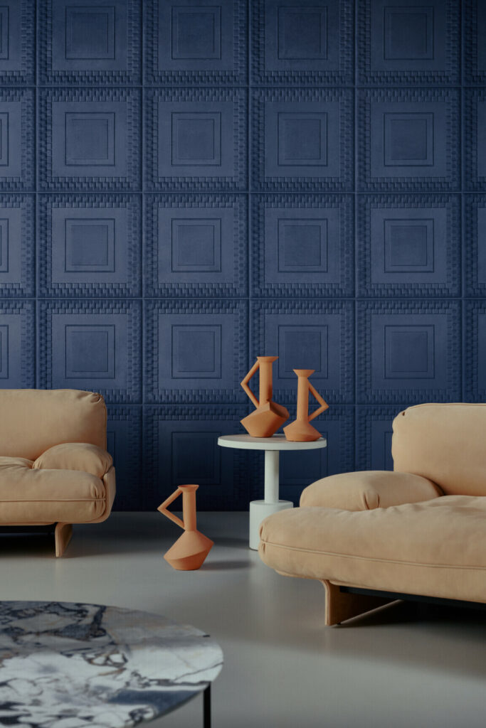 Arte Objet Pantheon behang in kleur Navy (44030) - Interieur impressie
