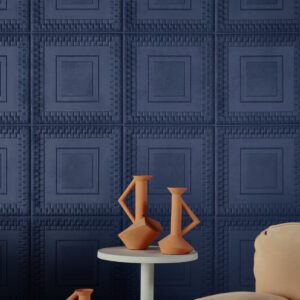 Arte Objet Pantheon behang in kleur Navy (44030) - Interieur impressie