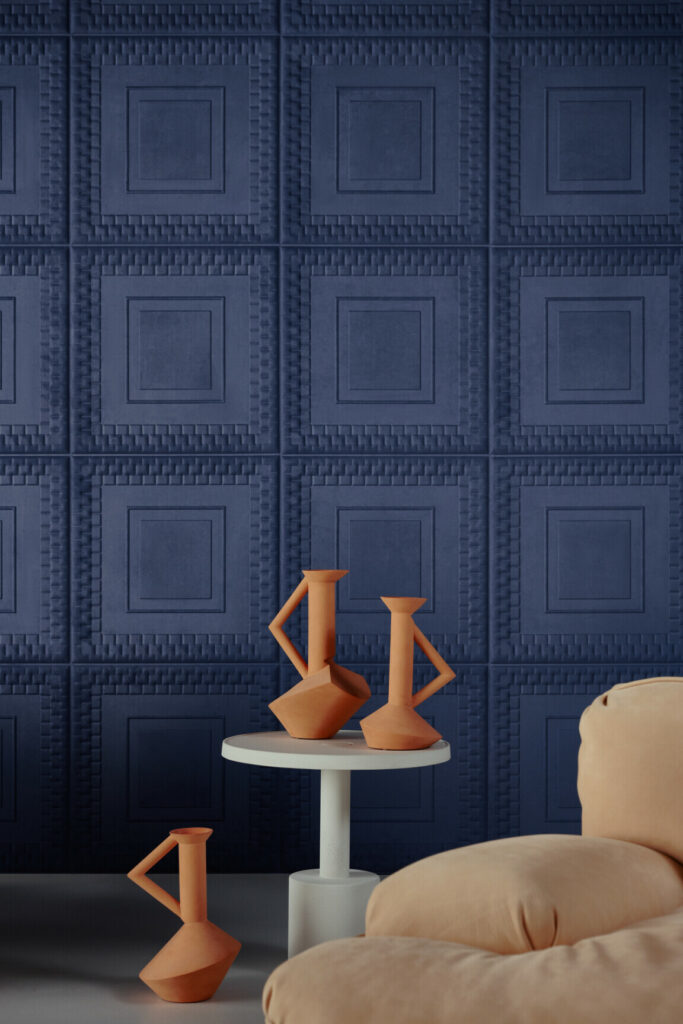 Arte Objet Pantheon behang in kleur Navy (44030) - Interieur impressie