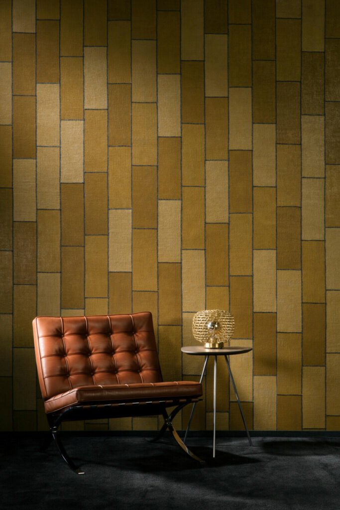 Arte Revera Align behang in kleur Mustard (47504) - Interieur impressie