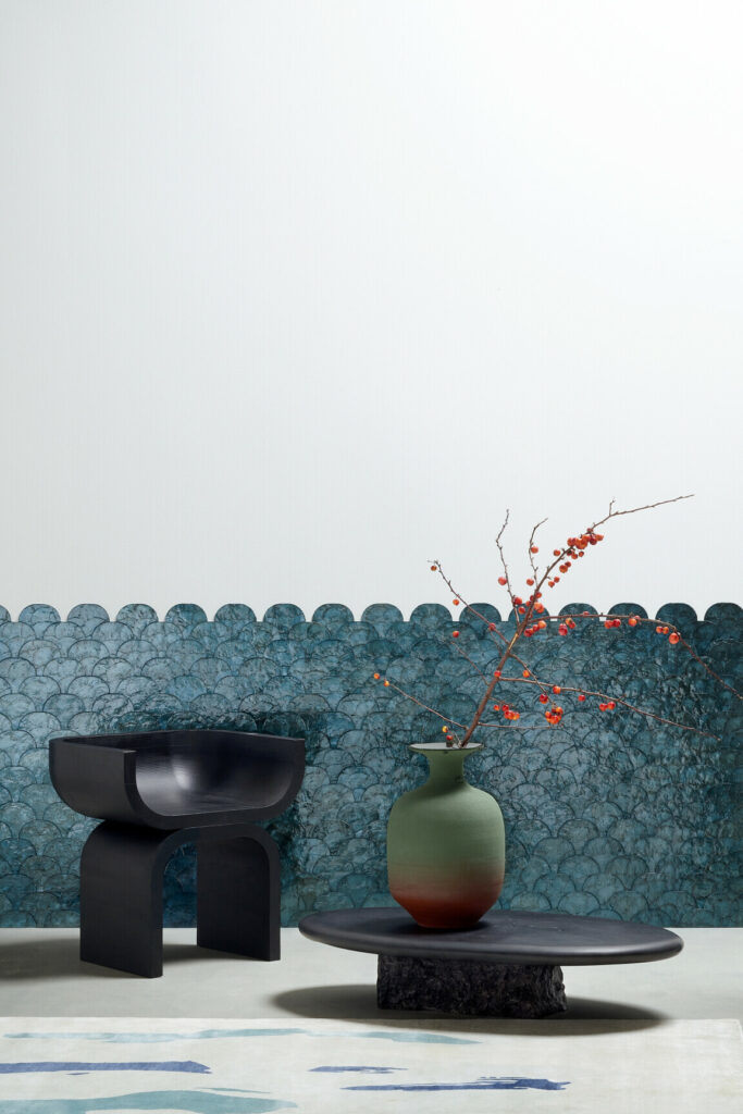 Arte Samal Camber behang in kleur Deep Ocean (33732) - Interieur impressie