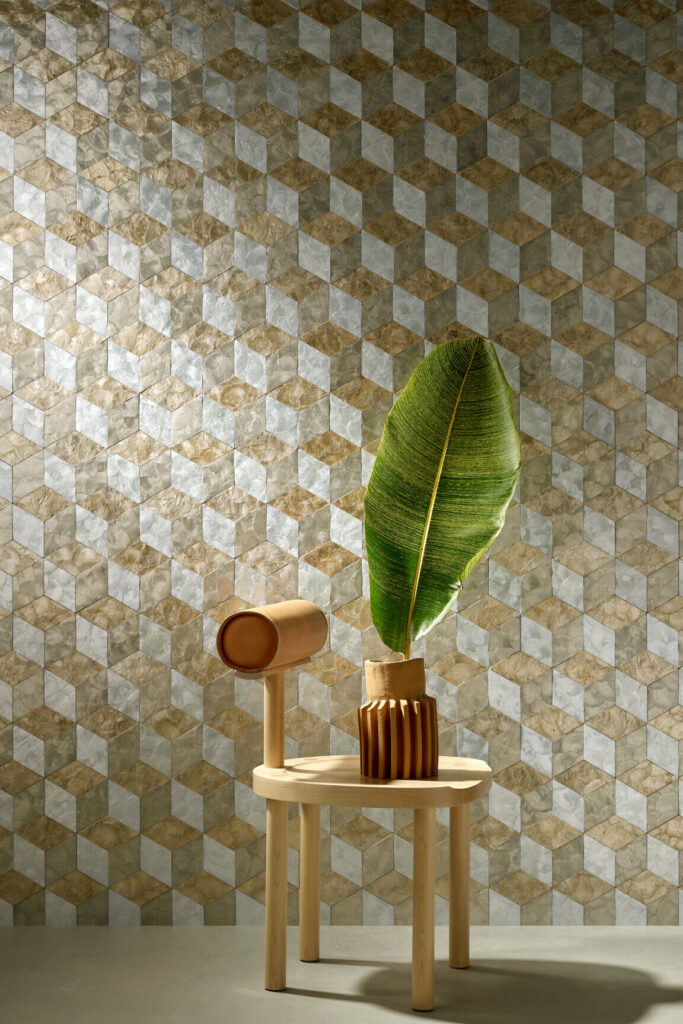 Arte Samal Cubic behang in kleur Champagne Cocktail (33700) - Interieur impressie