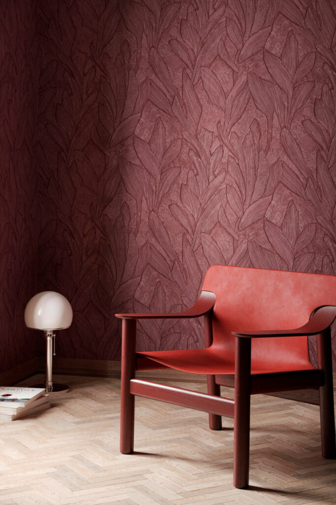 Arte Sculptura Piante behang in kleur Indian Red (42520) - Interieur impressie